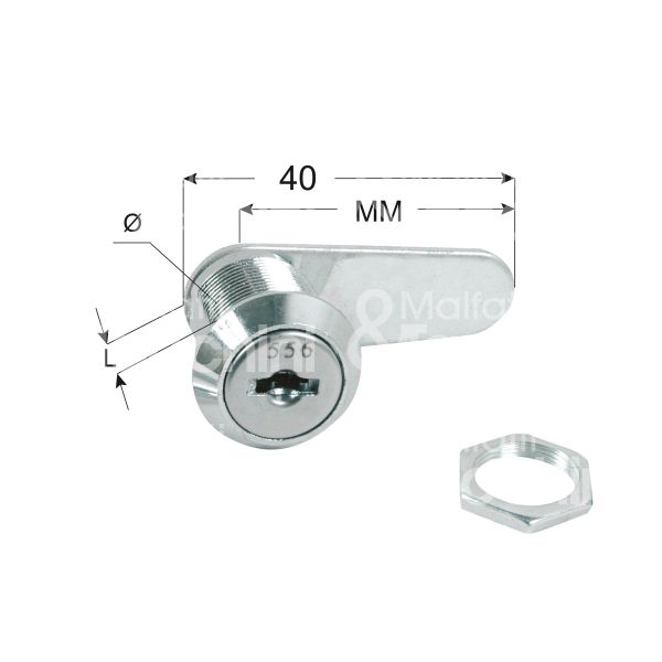 Viro 1033 serratura universale a leva Ø 19 lunghezza mm 25 ambidestra chiave piatta kd rotazione 90° 2 estrazione nichelato