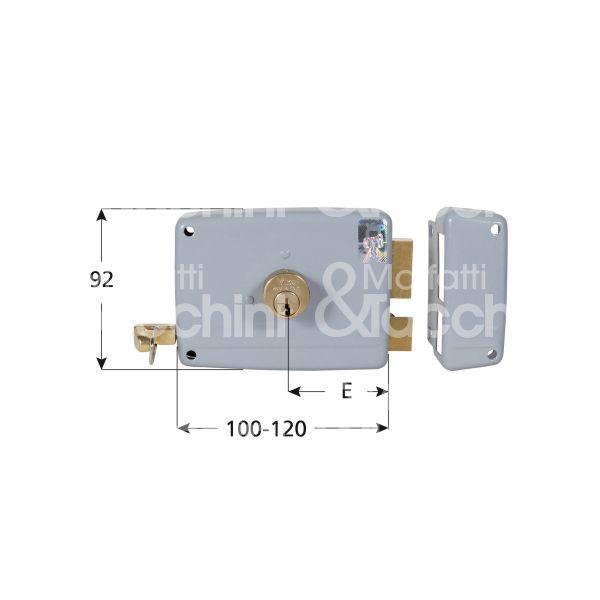 Viro 1750207141 serratura per portoncino scrocco piÙ catenaccio doppio cilindro / cilindro fisso e 50 dx