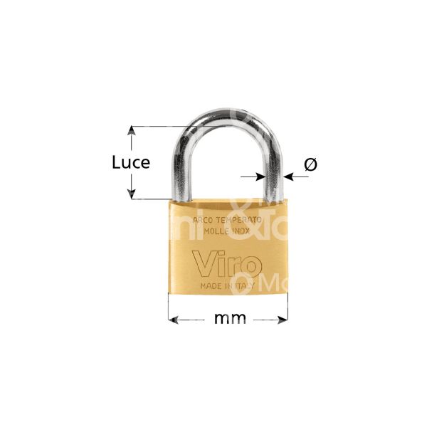 Viro 303 lucchetto ad arco mm 50 chiave piatta cifratura kd