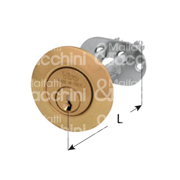 Viro 712 cilindro per ferroglietto staccato 85 mm chiave piatta cifratura kd ottone satinato