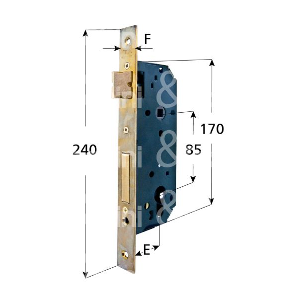 Viro 7435502 serratura patent bordo quadro e 50 int. man. 85 scrocco piÙ catenaccio ottonata