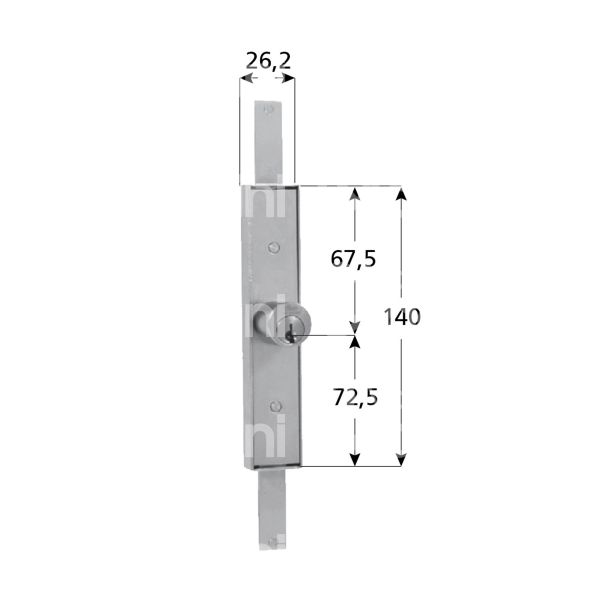 Viro 18301 serratura per cancello estensibile alto/basso ambidestra cilindro tondo Ø 25