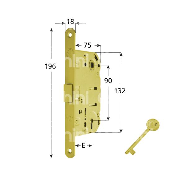 Stv serrature 21550t18ot serratura meccanica mediana bordo tondo e 50 int. man. 90 mediana ottonata