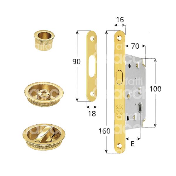 Stv serrature kikrocs kr1 kit per porta scorrevole con serratura a gancio rientrante e 50 ambidestra per porte interne cromo satinato foro quadro 8