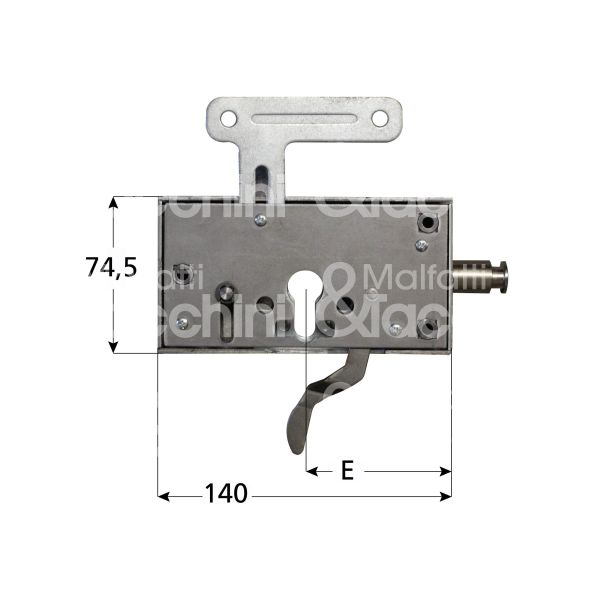 Tesio sr200105d serratura con limitatore per gripstop c triplice sagomato dx