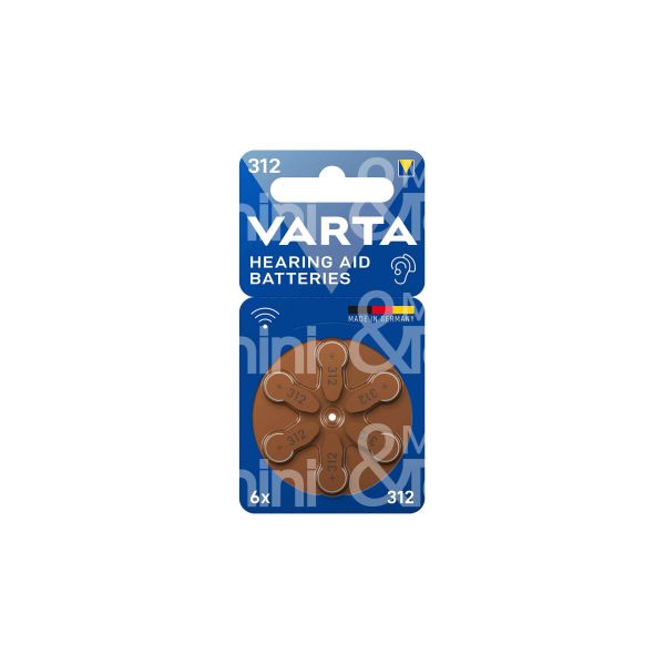 Varta 246071416 pila acustica 312 pr41 zinc-air confezione pz 6 - volts 1,45 v -