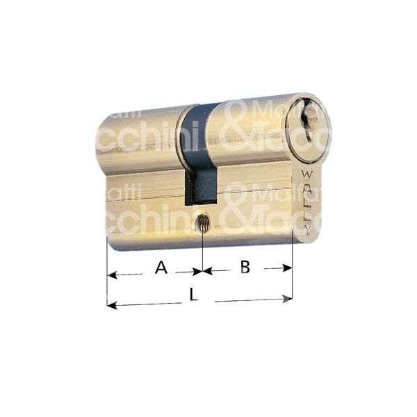 Wally 6090 cilindro sagomato chiave/chiave 46 x 31 = 92 mm chiave piatta cifratura kd ottone satinato