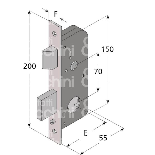 Welka 06730400 serratura per cancello impennata scrocco piÙ catenaccio +65 e 30 ambidestra cilindro tondo Ø 22 2 mandate