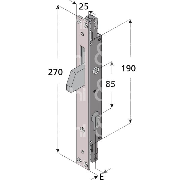 Welka 08519010 serratura per persiane catenaccio a caduta triplice e 19 ambidestra cilindro sagomato 28 x 190
