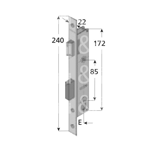 Welka 10125100e serratura per montanti laterale scrocco piÙ catenaccio e 25 foro sagomato ambidestra 1 mandate