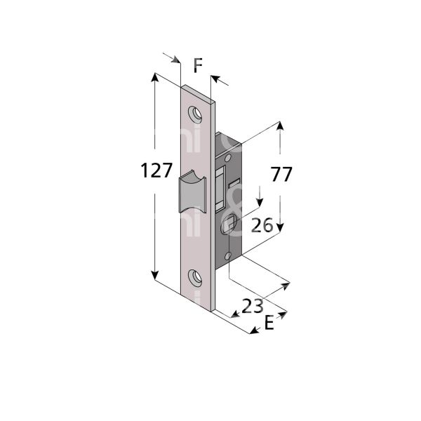 Welka 11315010 serratura per montanti laterale solo scrocco e 15 foro quadro 8 ambidestra