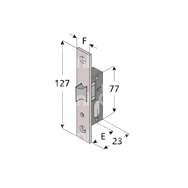 Welka 11515010 serratura per montanti laterale solo scrocco e 15 foro ovale ambidestra