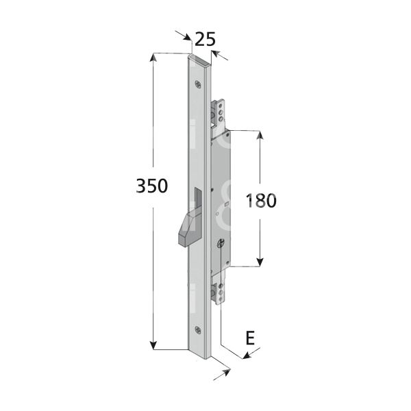 Welka 26225100 serratura per montanti triplice solo catenaccio a caduta e 25 ambidestra 1 mandate