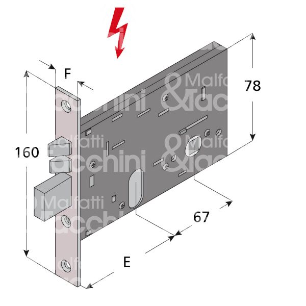 Welka 30699010 elettroserratura per fasce laterale e 100 ambidestra foro ovale 3 mandate frontale 16 x 160