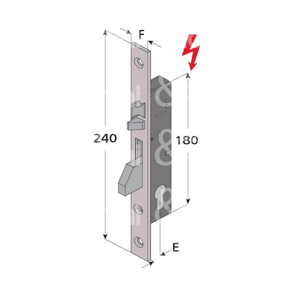 Welka 31030100 elettroserrature per montante laterale e 30 ambidestra foro sagomato 1 mandate frontale 22 x 240