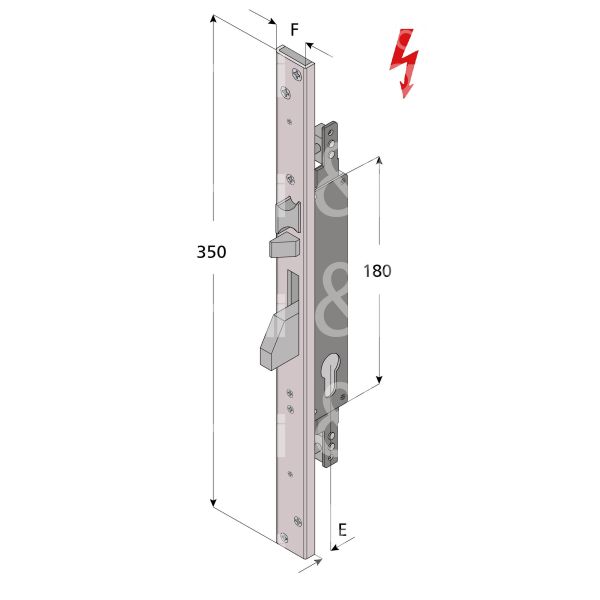 Welka 31230100 elettroserrature per montante triplice e 30 ambidestra foro sagomato 1 mandate frontale 22 x 350