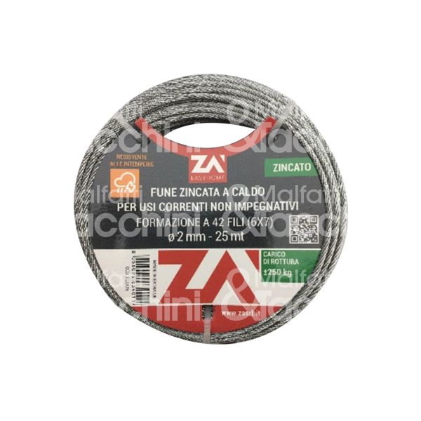 Za' fu18a6 fune acciaio zincato art. fu18a6 Ø mm 1,8 - mt 6 n fili 49