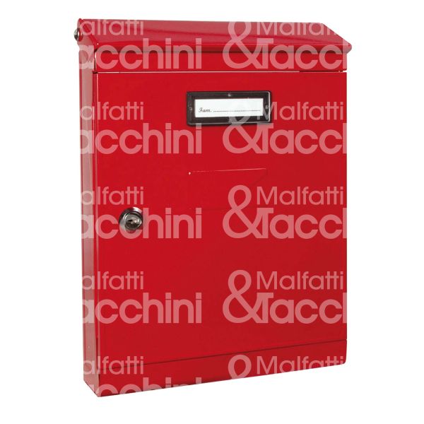 M&t 900 08824 cassetta postale rivista evoluzione utilizzo esterno lamiera colore rosso ritiro posta frontale tetto apribile l mm 250 - h mm 370 - p mm 90