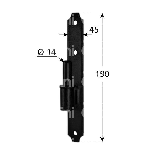 M&t 900 11831 cardine a muro art. 10 ferro nero mano ambidestro Ø mm 14 l mm 31 x h mm 190