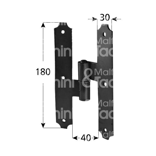 M&t 900 12804 cantonale per persiana art. 2431 terza anta ferro nero mano dx Ø mm 12 l mm 180 x h mm 30