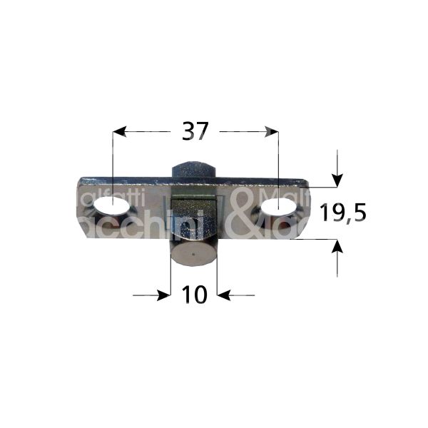 M&t 900 13850 supporto art. cpr.cbc.or.10 ferro zincato interasse mm 37 attacco perno quadro - Ø mm 10 - h mm 19,5