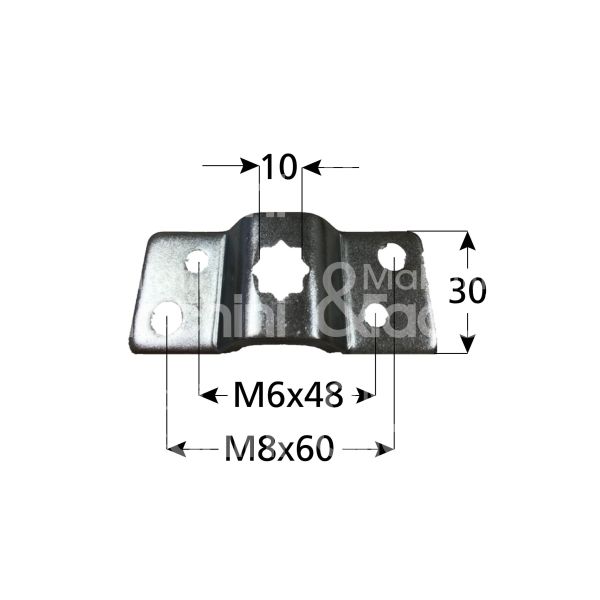 M&t 900 13854 supporto a ponte art. csv.050.00.10 ferro zincato interasse m6x48 m8x60 attacco perno stellato - Ø mm 10 - h mm 25