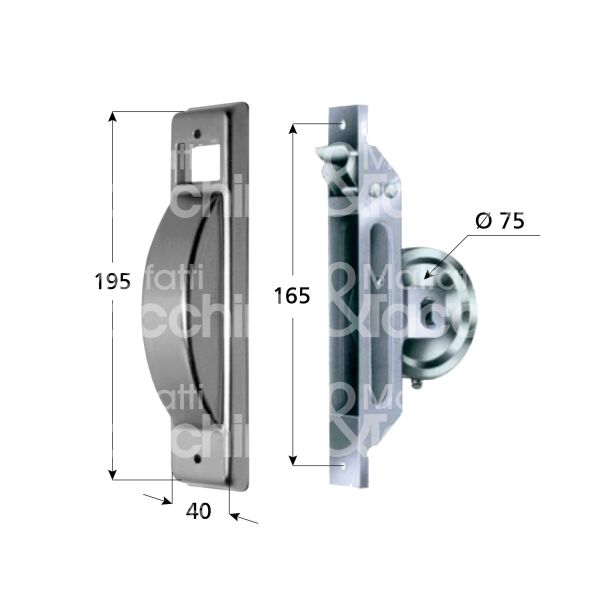 M&t 900 14061 avvolgitore semincasso art. a760 mt 9 Ø mm 75 interasse mm 165 con placca finitura argento mano ambidestro