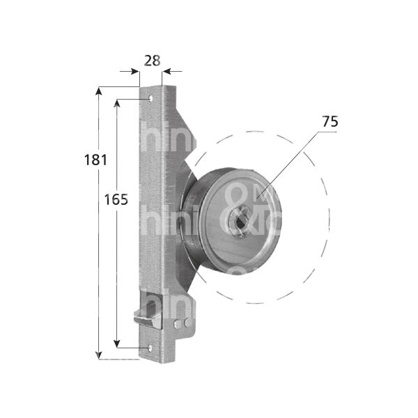 M&t 900 14113 avvolgitore semincasso per riduttore con molla art. 026.b.0c.20 mt 8 Ø mm 75 interasse mm 165 senza placca finitura zincato