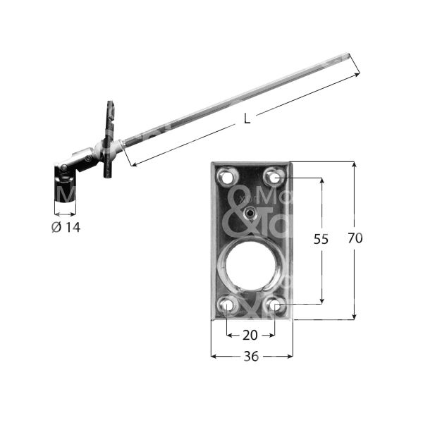 M&t 900 15959 snodo 45 gradi art. 1392/ce placchetta in acciaio inox esagonale mm 7 - l mm 250 x