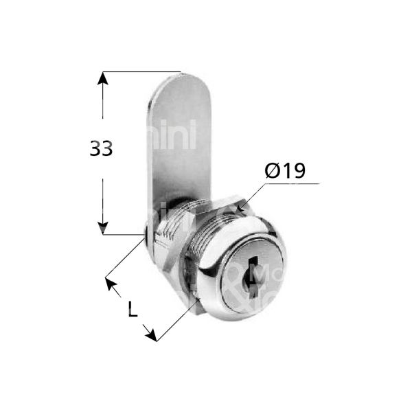 M&t 900 19583 serratura universale a leva Ø 19 lunghezza mm 25 ambidestra chiave piatta kd rotazione 90° 2 estrazione nichelato