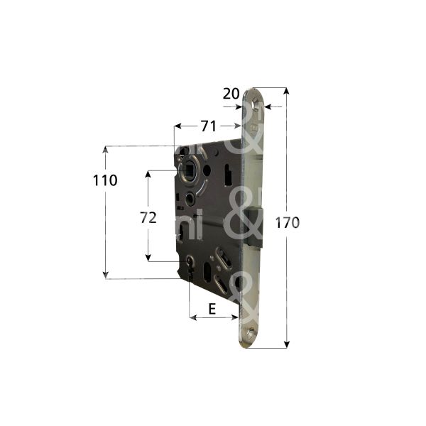 M&t 900 83014019 serratura patent bordo tondo e 55 int. man. 72 laterale cromo lucido