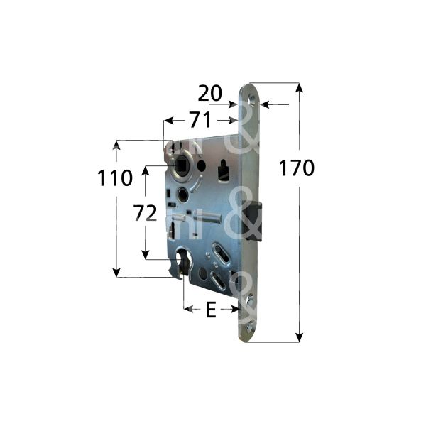 M&t 900 83014020 serratura patent bordo tondo e 55 int. man. 72 laterale cromo lucido