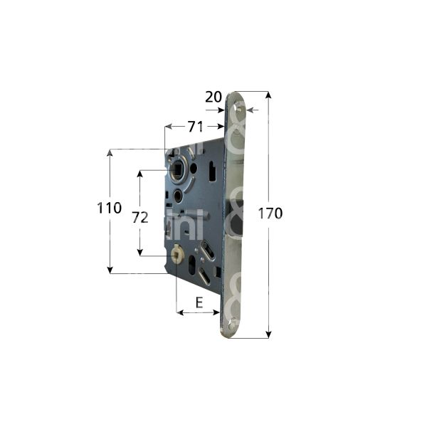 M&t 900 83014021 serratura patent bordo tondo e 55 laterale cromo satinato