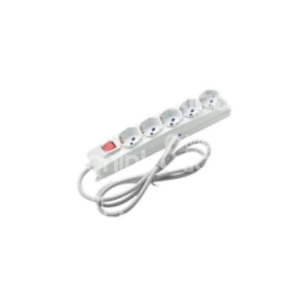 M&t 900 88815 multipresa 5 posti con interruttore art. 8162 bianco uscite frontali 5 prese bipasso/schuko 2p+t - 10/16a - cavo 1,5 mt. spina 2p+t 16a