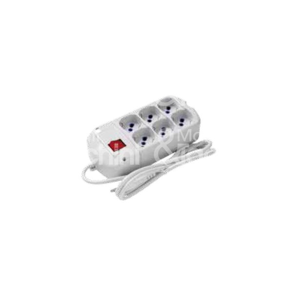 M&t 900 88826 multipresa 6 posti con interruttore art. 8067 bianco uscite frontali 6 prese 2p+t 16a bipasso/schuko - cavo 1,5 mt. spina 2p+t 16a