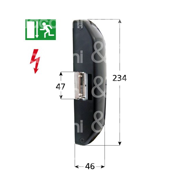 M&t 901 01035 incontro elettrico 14atp per antipanico ambidestra 12 - 24v mm 234 x 46 x 48 senza frontale senza antiripetitore