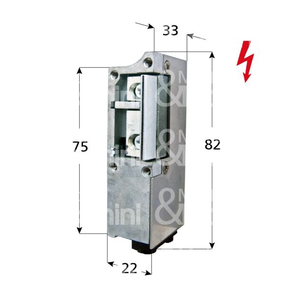 M&t 901 01251 incontro elettrico 125e per  blindata con fermo dx 6 - 12v mm 82 x 33 x 22 senza frontale con antiripetitore