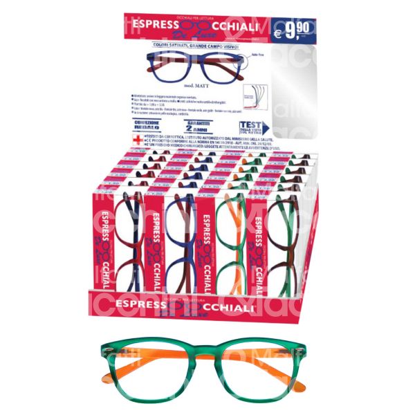 M&t 920 80996 espositore occhiali da lettura matt confezione pz 24 colore multicolor gradazione assortite