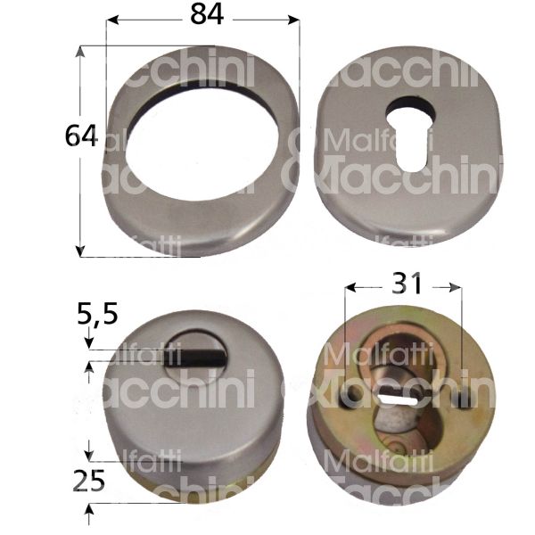 M&t 935 04093 protettore incasso interasse fori mm 31 misura Ø 50 profondita' mm 25 ottone lucido