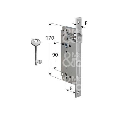Agb b005924034 serratura patent bordo quadro e 40 int. man. 90 scrocco piÙ catenaccio cromo satinato