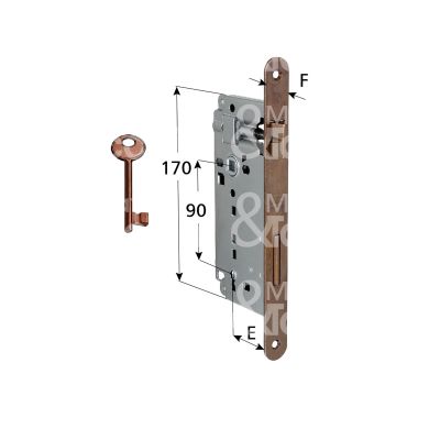 Agb b005975022 serratura patent bordo tondo e 50 int. man. 90 scrocco piÙ catenaccio bronzata