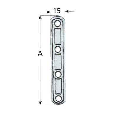 Aldeghi 163i06 lastrina giunzione diritta stampata 4 fori art. 163in06 acciaio inox sezione rettangolare Ø fori mm 3,8 l mm 61 h mm 15 spessore mm 1,5