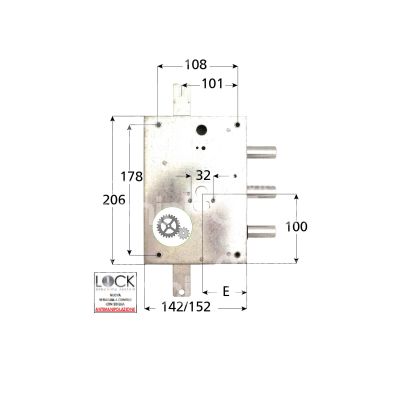Atra ne4456s serratura blindata a cilindro triplice e 63 sx 3 catenacci int. cat. 56 sporg. 3,5