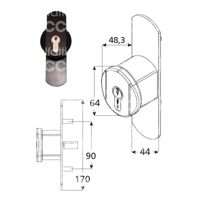Cisa 07078650 pomolo esterno fisso con placca per maniglioni antipanico mm 64 nero