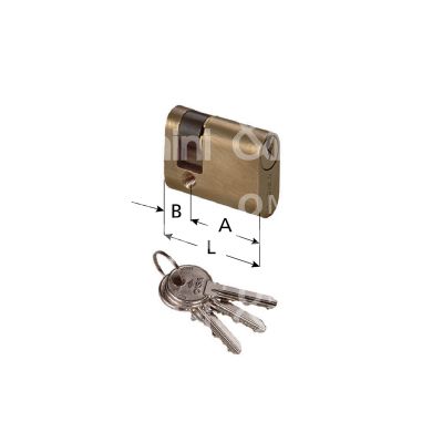 Cisa 08220020 mezzo cilindro ovale 27,7 x 10,3 = 38 mm chiave piatta profilo dx cifratura kd ottone satinato