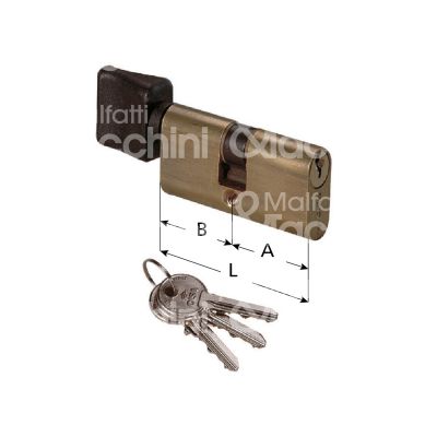 Cisa 08230060 cilindro ovale con pomolo 35 x 28 = 63 mm chiave piatta profilo dx cifratura kd ottone satinato
