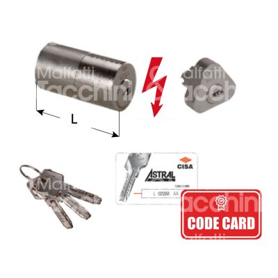 Cisa 0a149000 cilindro per serratura elettrica astral sigillo 50 mm Ø 25 chiave punzonata profilo astral ita cifratura kd nichel satinato
