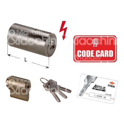 Cisa 0a15000012 cilindro per serratura elettrica astral sigillo 50 mm Ø 25 chiave punzonata profilo astral ita cifratura kd nichel satinato