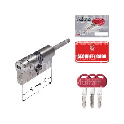 Cisa 0m3t707012 clindro sagomato codolo rasabile 30 x 30 = 60 mm chiave piatta profilo astral tekno pro cifratura kd ottone nichelato