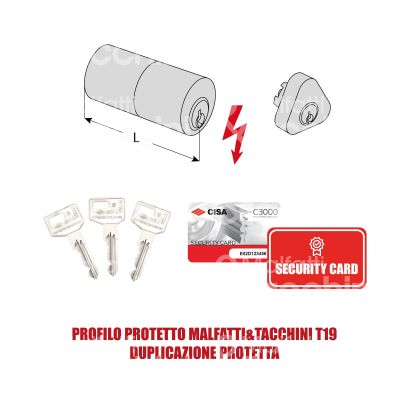 Cisa 0n149000n2 cilindro per serratura elettrica c3000 55 mm chiave protetta m&t profilo c3000 t20 cifratura kd nichel satinato